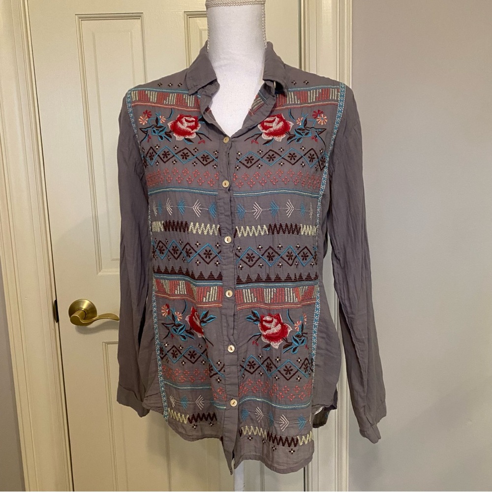 Johnny Was/3 J Workshop Button Front Top - image 1